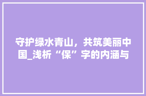 守护绿水青山，共筑美丽中国_浅析“保”字的内涵与价值