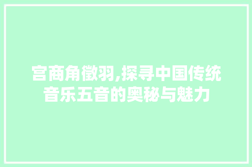 宫商角徵羽,探寻中国传统音乐五音的奥秘与魅力