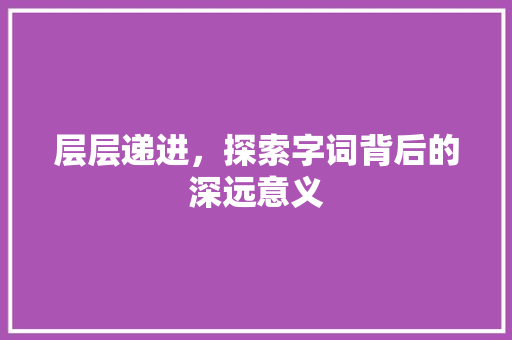 层层递进，探索字词背后的深远意义
