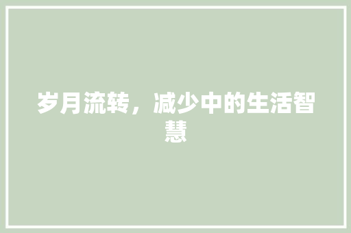 岁月流转，减少中的生活智慧