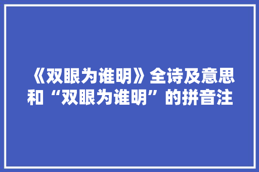 《双眼为谁明》全诗及意思和“双眼为谁明”的拼音注释