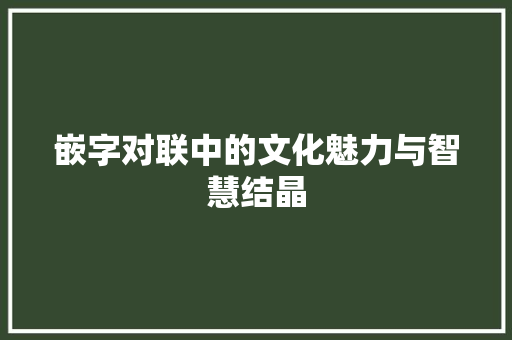 嵌字对联中的文化魅力与智慧结晶 社交媒体