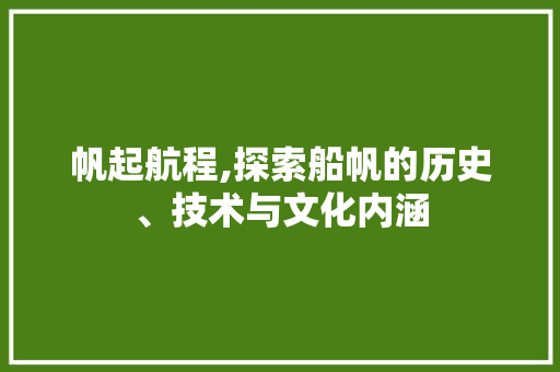 帆起航程,探索船帆的历史、技术与文化内涵