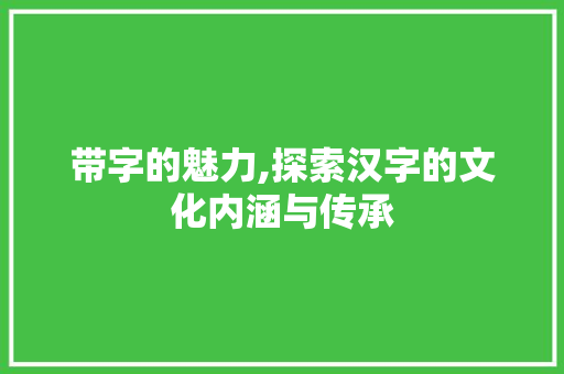带字的魅力,探索汉字的文化内涵与传承