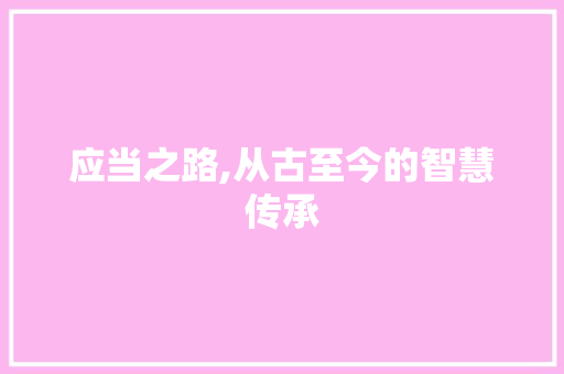 应当之路,从古至今的智慧传承