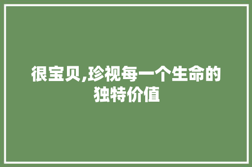 很宝贝,珍视每一个生命的独特价值