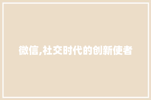 微信,社交时代的创新使者