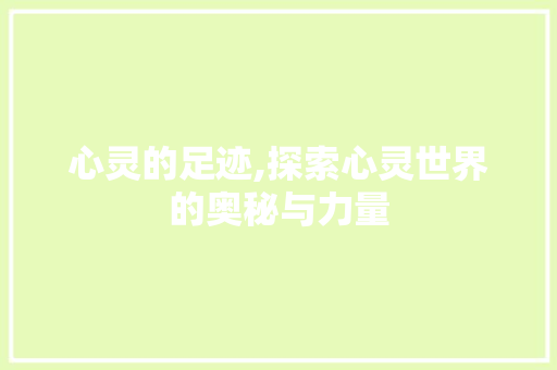心灵的足迹,探索心灵世界的奥秘与力量