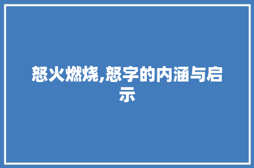 怒火燃烧,怒字的内涵与启示