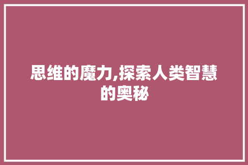 思维的魔力,探索人类智慧的奥秘