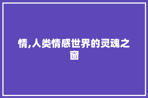 情,人类情感世界的灵魂之窗