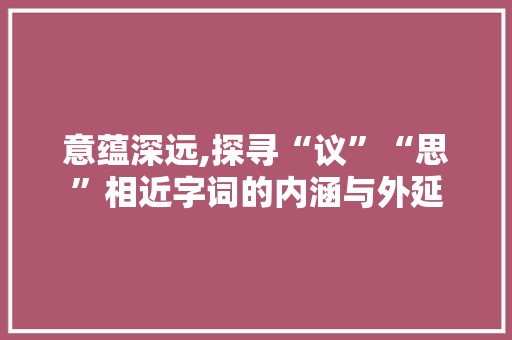 意蕴深远,探寻“议”“思”相近字词的内涵与外延