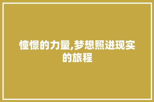 憧憬的力量,梦想照进现实的旅程