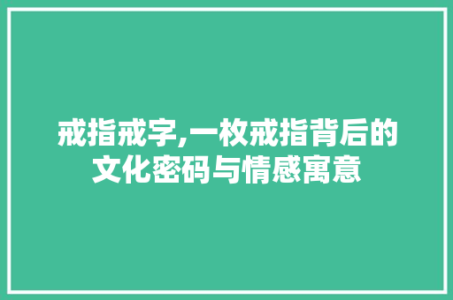 戒指戒字,一枚戒指背后的文化密码与情感寓意