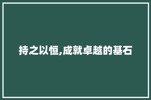 持之以恒,成就卓越的基石