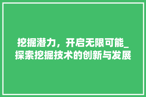 挖掘潜力，开启无限可能_探索挖掘技术的创新与发展