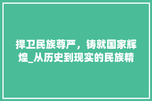 捍卫民族尊严，铸就国家辉煌_从历史到现实的民族精神传承