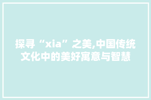 探寻“xia”之美,中国传统文化中的美好寓意与智慧 会议纪要