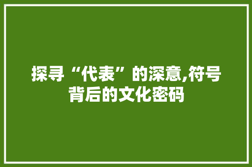 探寻“代表”的深意,符号背后的文化密码 诗词鉴赏