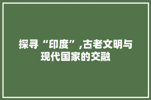 探寻“印度”,古老文明与现代国家的交融 诗词体裁