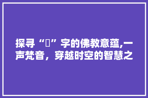 探寻“吽”字的佛教意蕴,一声梵音，穿越时空的智慧之声