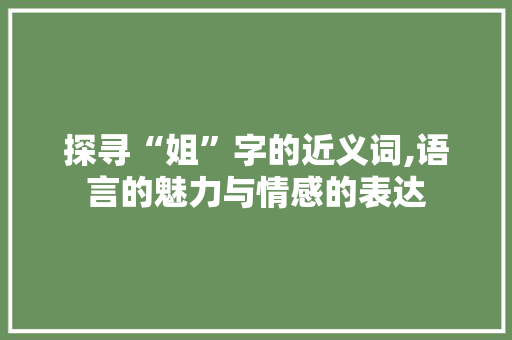 探寻“姐”字的近义词,语言的魅力与情感的表达