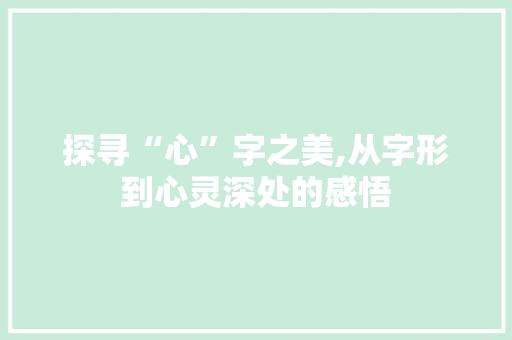 探寻“心”字之美,从字形到心灵深处的感悟