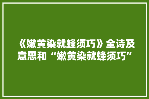 《嫩黄染就蜂须巧》全诗及意思和“嫩黄染就蜂须巧”的拼音注释