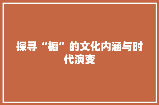 探寻“橱”的文化内涵与时代演变