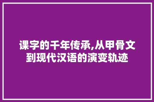 课字的千年传承,从甲骨文到现代汉语的演变轨迹