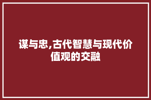 谋与忠,古代智慧与现代价值观的交融 项目报告