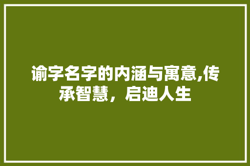 谕字名字的内涵与寓意,传承智慧，启迪人生