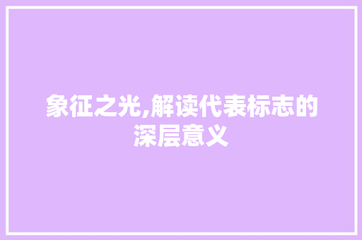 象征之光,解读代表标志的深层意义