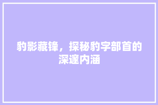 豹影藏锋，探秘豹字部首的深邃内涵