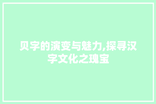 贝字的演变与魅力,探寻汉字文化之瑰宝