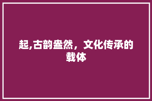 起,古韵盎然，文化传承的载体