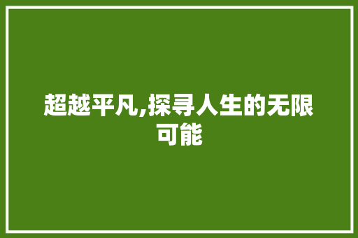 超越平凡,探寻人生的无限可能 会议纪要