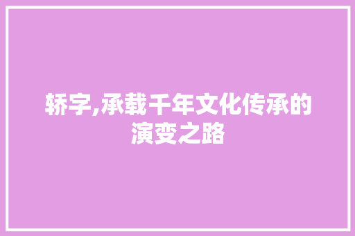 轿字,承载千年文化传承的演变之路