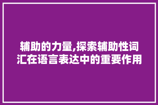 辅助的力量,探索辅助性词汇在语言表达中的重要作用