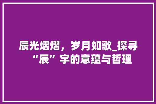 辰光熠熠，岁月如歌_探寻“辰”字的意蕴与哲理 应用文