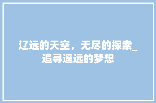 辽远的天空，无尽的探索_追寻遥远的梦想 工作总结
