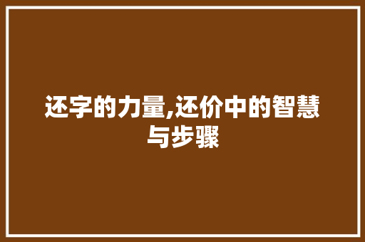 还字的力量,还价中的智慧与步骤 工作总结