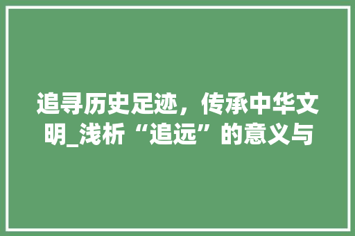 追寻历史足迹，传承中华文明_浅析“追远”的意义与价值