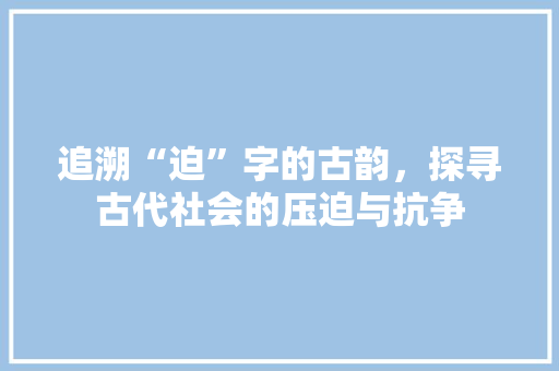 追溯“迫”字的古韵，探寻古代社会的压迫与抗争