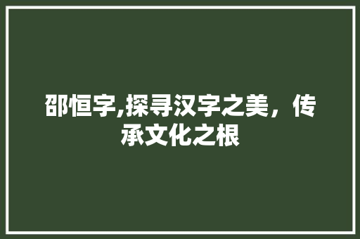 邵恒字,探寻汉字之美，传承文化之根