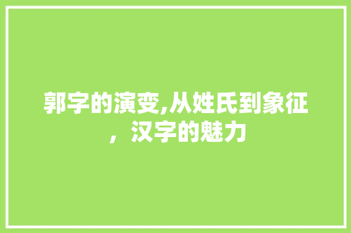 郭字的演变,从姓氏到象征，汉字的魅力