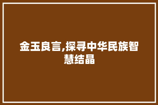 金玉良言,探寻中华民族智慧结晶