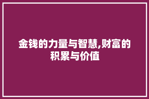 金钱的力量与智慧,财富的积累与价值