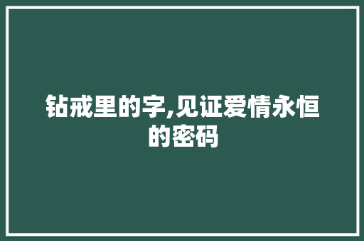 钻戒里的字,见证爱情永恒的密码