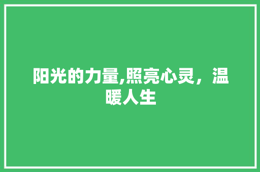 阳光的力量,照亮心灵，温暖人生